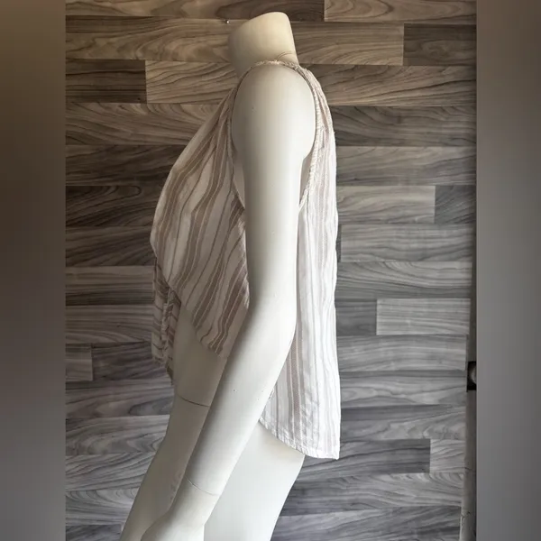Free People Cream Sleeveless Tie-Front Tank Top - Image 7