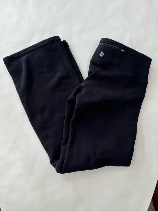 Athleta Low Rise Polartec Fleece Lined Cozy Stretch Pants 31" Black Small - Image 3