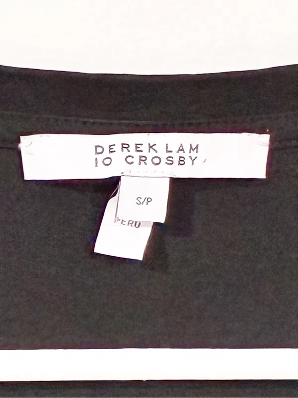 Derek Lam 10 Crosby Black V-Neck Roll Tab Sleeve T-Shirt Size Small - Image 3