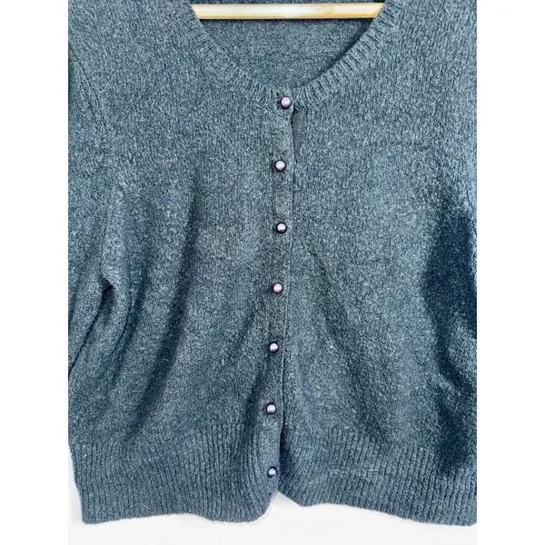 Abercrombie & Fitch Soft AF Black Button Front Long Sleeve Cardigan Sweater Sz L - Image 5