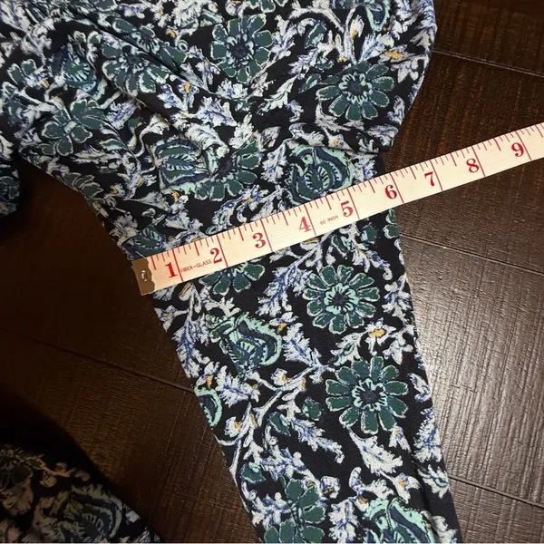 Free People Olivia Ruffled Tunic‎ Floral Dress Black and Deep Sea Green Boho M - Image 7