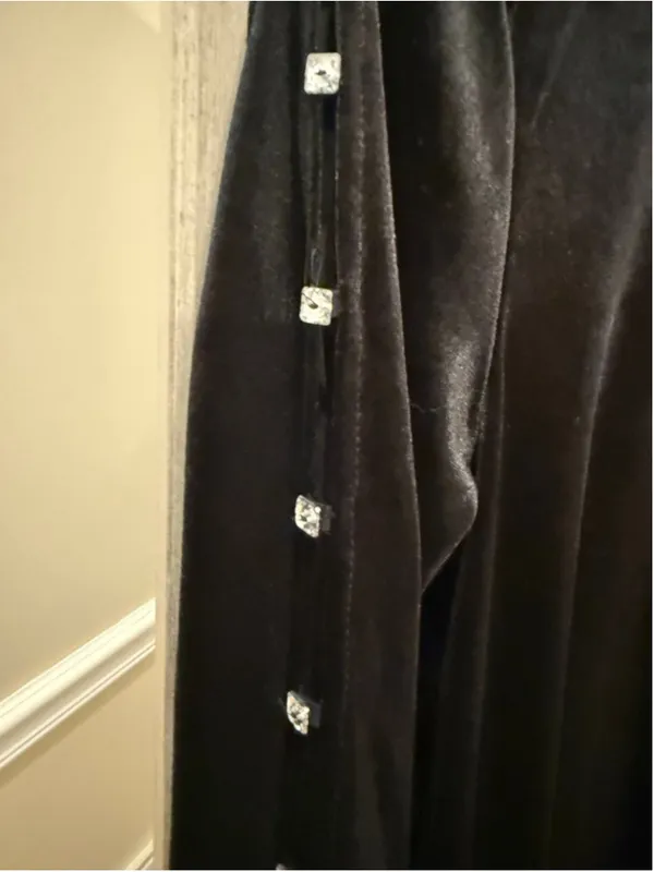 Women's Cable & Gauge Black Velvet Long Sleeve Tee with Embellishments - Image 2