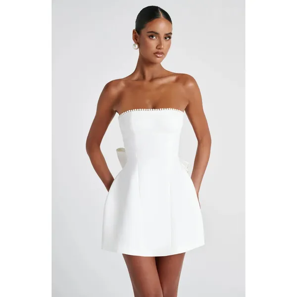 NWT Babyboo Suni Mini Dress Ivory Strapless Bow Cocktail Dress Womens Size XL - Image 4
