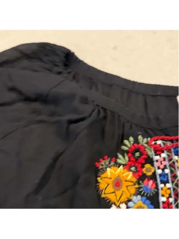 Kyla Seo Black Embroidered Top Women's Large - Image 8