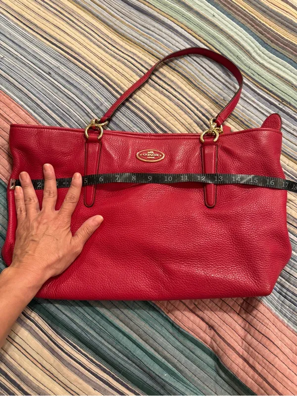 Coach Ellis Tote 33961 Red Pebbled Leather Gold Hardware - Image 12