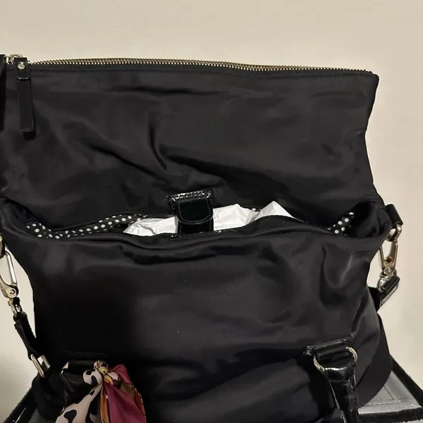 Kate Spade NY Carmen Black Nylon Convertible Fold Flap Satchel Bag w Crossbody - Image 8