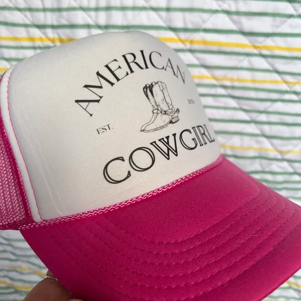 American Cowgirl Trucker Hat Pink - Image 2