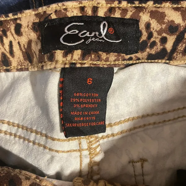 Earl Jean Tan Leopard Animal Print Skinny Ankle Classic Jeans Women Sz 6 - Image 4