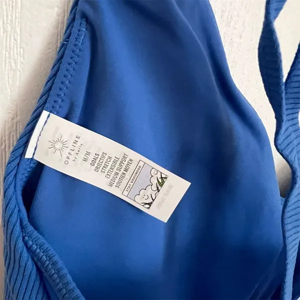 Aerie Women's Size Medium‎ Blue Strappy Sports Bra V-Neck Yoga Pilates - Image 6