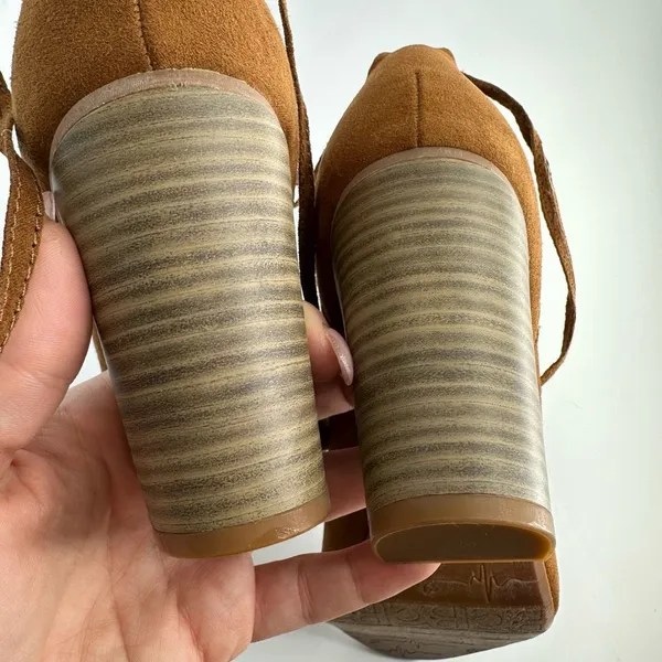 NEW BC Faux Suede Open Toe Brown Strappy Lace Up Bootie Size 6 Every Day Comfort - Image 7