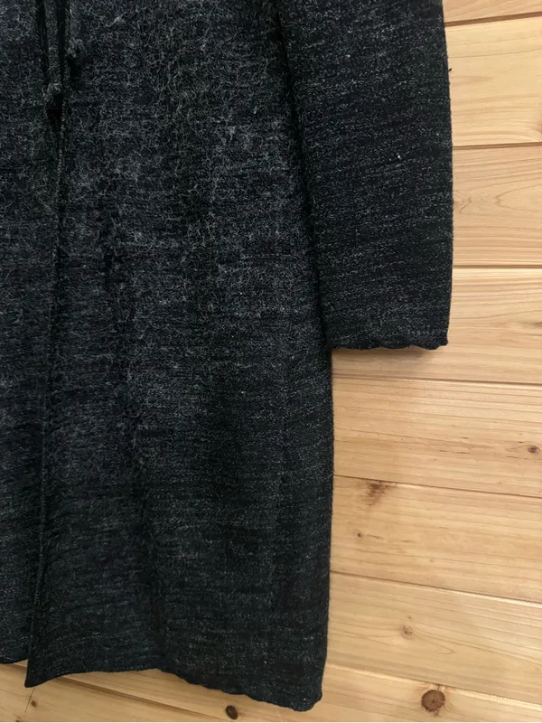 Y2K Vintage Medium Mohair Blend Heather Gray Tie Open Front Cardigan Cozy Winter - Image 4