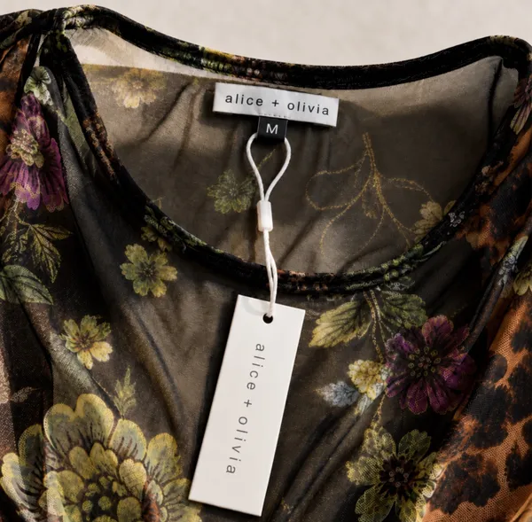 Alice + Olivia Sheer Ruched Floral Mesh Tank NWT Boho Chic Statement Piece Sz M - Image 4