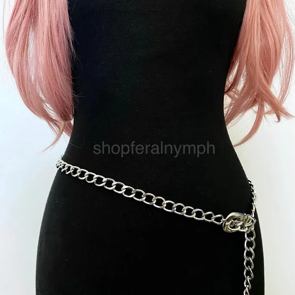 Silver Y2K Plus Size Chain Buckle Waist Belt, Fits Up to 71 Inches, X7GA1410 - Image 5