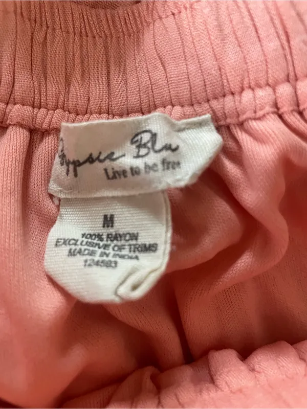 Peach‎ Printed Maxi Skirt with Drawstring Waist Pink Size M - Image 3