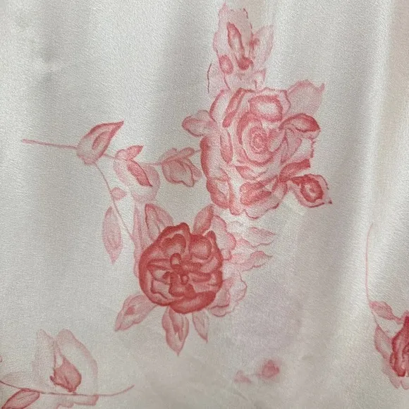 Vintage Floral Pink Lace Trim Satin Slip Nightgown Private Luxury Fairycore - Image 5