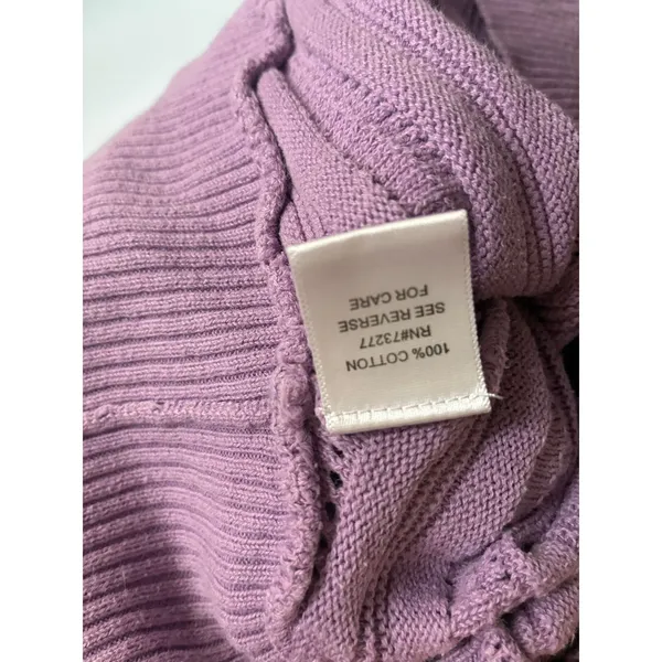 Knit Turtleneck Sweater Lavender Short Sleeve Medium Cottage - Image 5