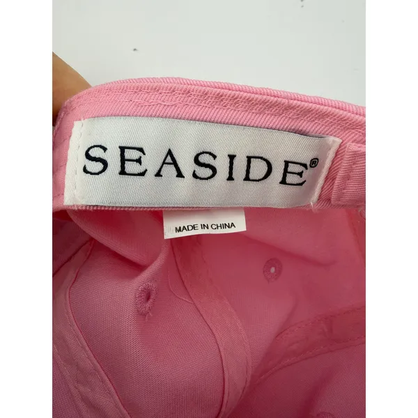 Seaside Blossom Unisex Hat Baseball Cap Women OS Pink Embroidered Logo Hat - Image 3