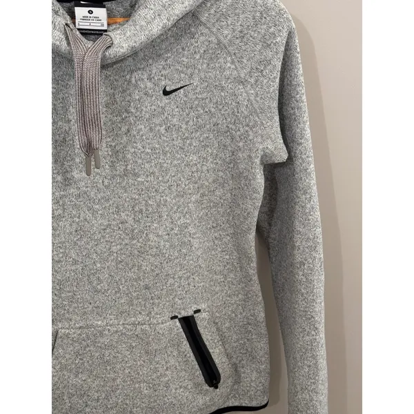 Nike‎ Womens Therma-FIT Hoodie Gray Heather Fleece Pullover Sweater Small - Image 3