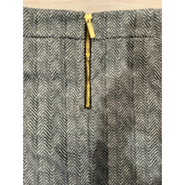 Michael Kors Herringbone Black & White Pencil Skirt Brass Zipper Size 4 - Image 4