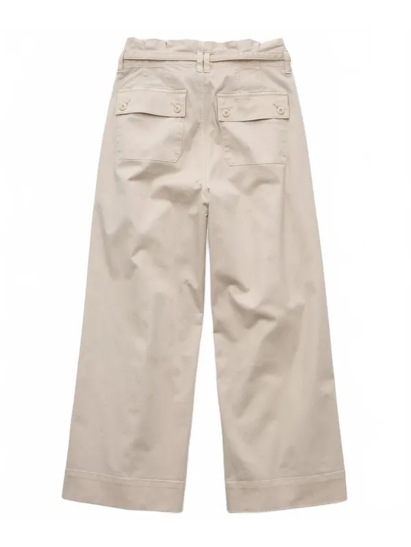 AE Stretch Paperbag Wide-Leg Crop Pant American Eagle Latte Beige NWT 6R - Image 5