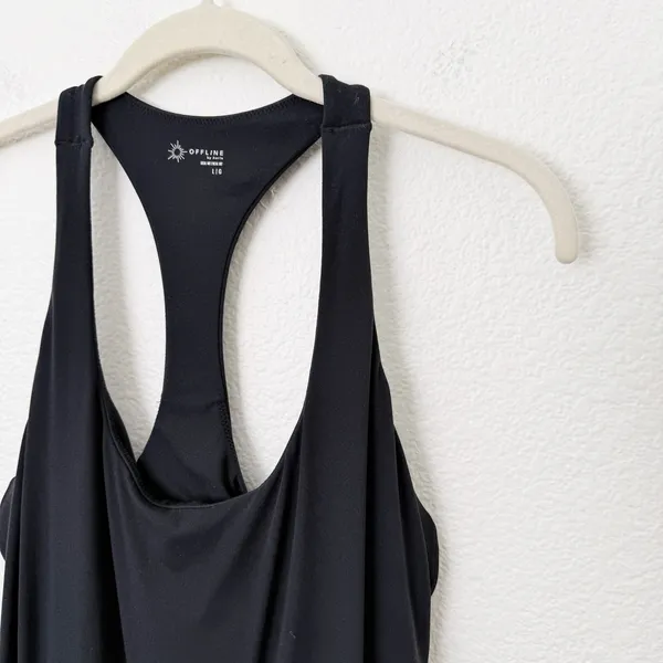 [Aerie] Offline Black Racerback Real Me Hot Stuff Romper Workout Casual Sz Large - Image 7