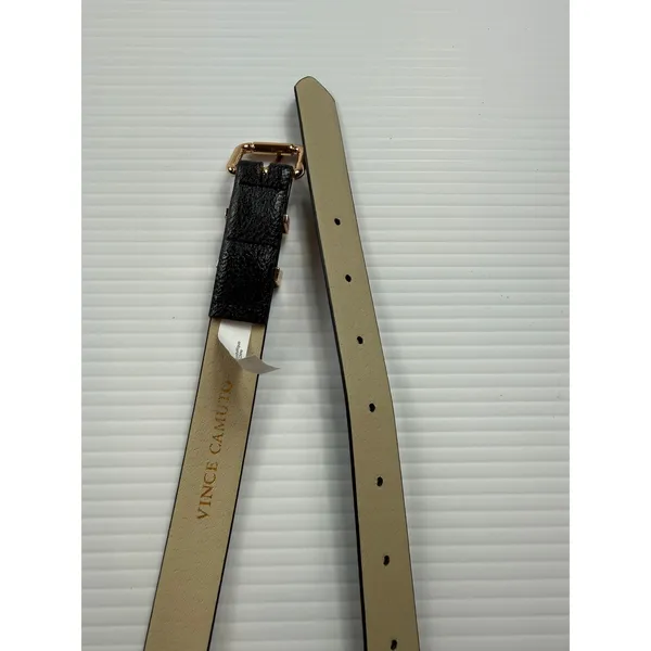 Vince‎ Camuto Black Skinny Belt rose Gold V Buckle VB402877 Large Womens - Image 2