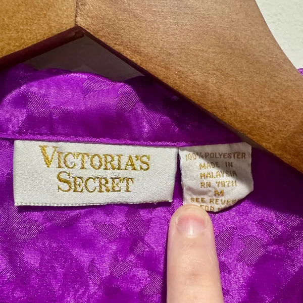 Vintage Victoria’s Secret Gold Label Purple Jacquard Satin Vest M - Image 2