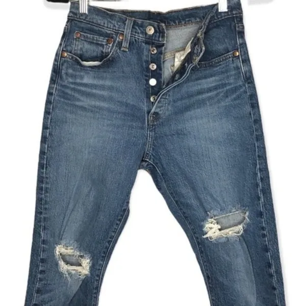 Levi’s 501 Skinny Jeans Distressed High Rise Size 26 - Image 7