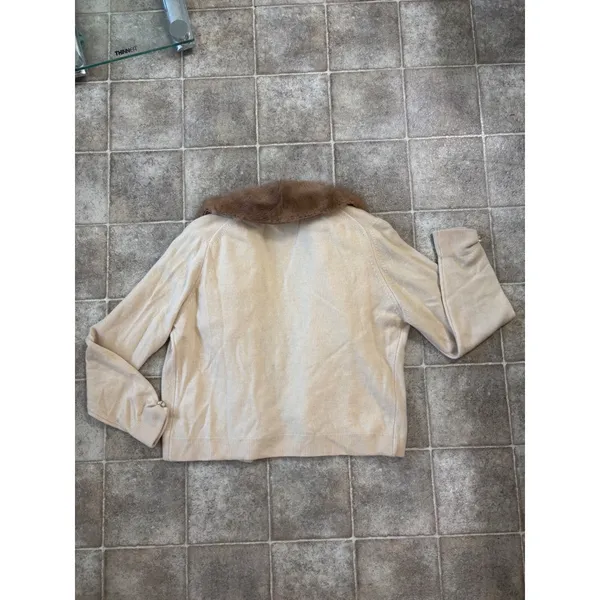 Vintage Cameron Classics Cashmere Cardigan‎ Max Azen Mink Fur Collar Cream/Beige - Image 14
