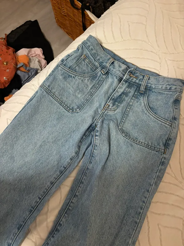 Flare Button Pocket Jeans - Image 7
