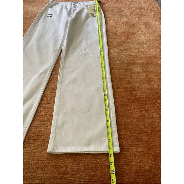NWT ESPARANTO Bedazzled High Rise White Jeans - Image 7