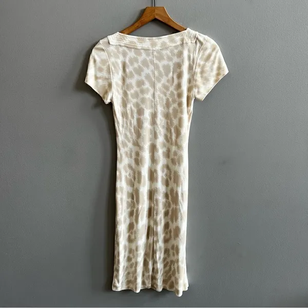 Class Roberto Cavalli Beige Cream Animal Print Dress Size 8 Leopard Short Sleeve - Image 5
