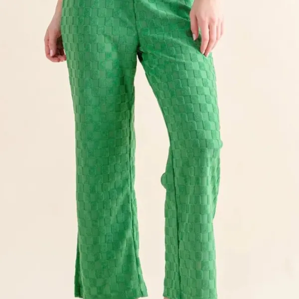 ✨NWT And The Why Brushed Texture Checker‎ Board Pattern Casual Pants - Image 5