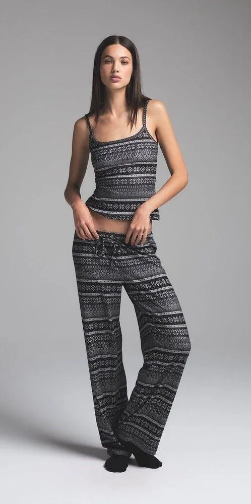 Skims Logo Plush Pointelle Cami Onyx Mirror Fairisle Size Medium - Image 2