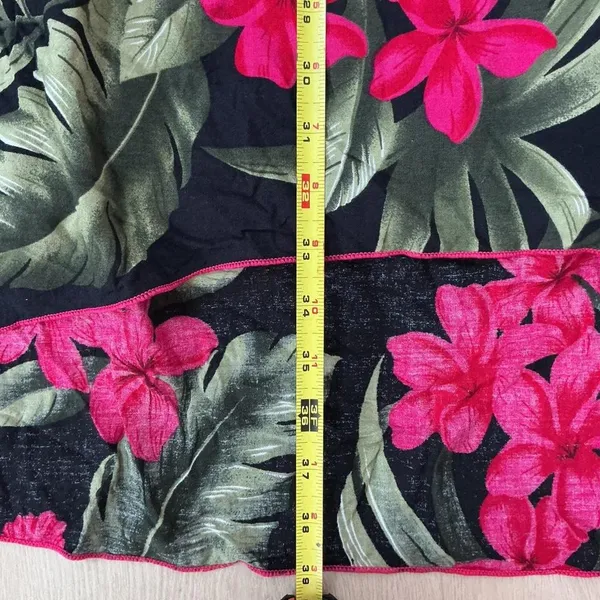 Ravant Hawaii Tropical Floral Halter Dress Women M Black Pink Hibiscus Midi Boho - Image 4