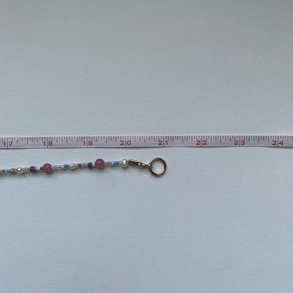 Gold Half Paperclip Half Beaded Handmade Necklace - Image 8