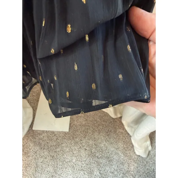 Chelsea & Violet Maxi Skirt Women's Large Black Gold Dot Printed Tiered Pleated - Image 3