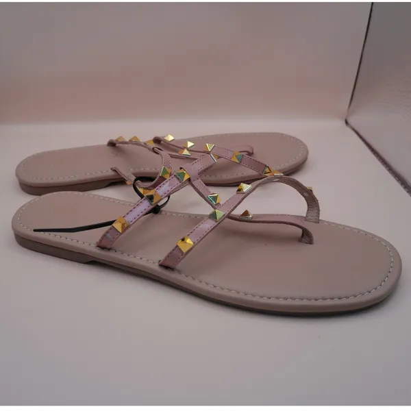 Tre Mode Moda Italiano Pink Studded Gladiator Thong Sandals 38 Patent Leather‎ - Image 5