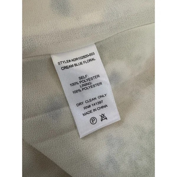 NWOT ASTR‎ The Label Floral Satin Smocked Midi Dress Size Large Cream Blue Slip - Image 9
