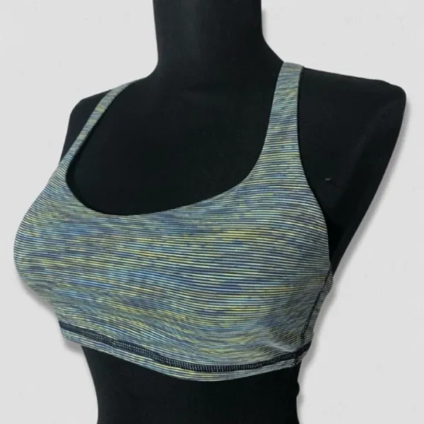 Lululemon Free to Be Bra Wild Sports Padded Strappy Blue Yellow Extra Small - Image 4