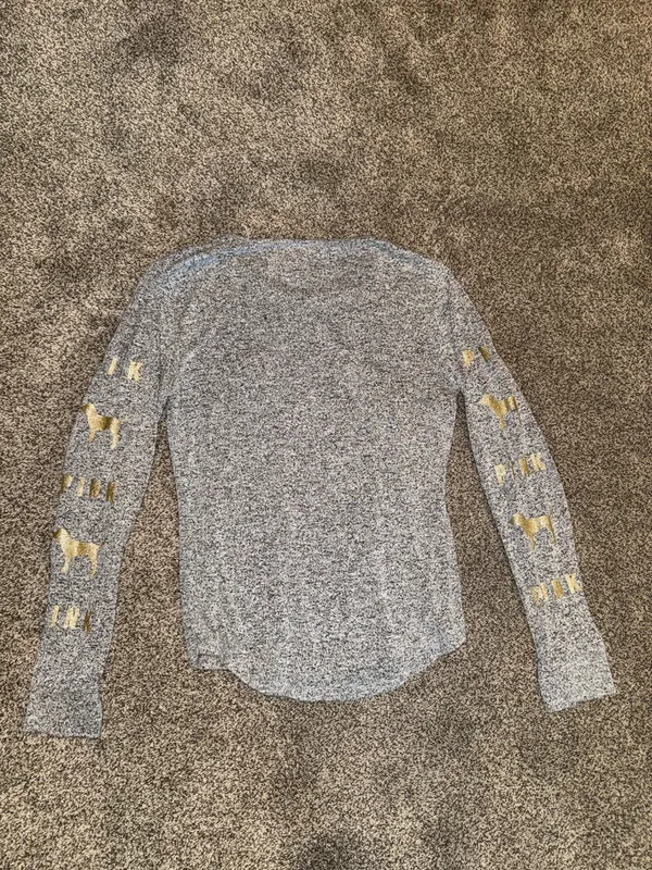 PINK Victoria's Secret Gray Space Dye Long Sleeve Campus Crew Neck Shirt - Image 5