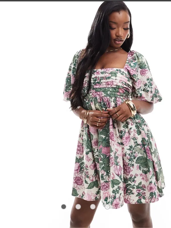Abercrombie & Fitch Emerson Poplin Floral Mini Dress purple floral size medium - Image 2