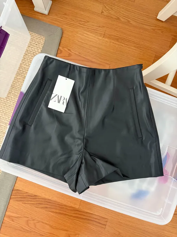 ZARA Faux Leather Shorts - Image 3