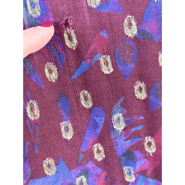 Cleobella Addison Purple Floral Metallic Tiered Midi‎ Dress Womens M AS IS - Image 8