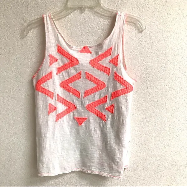 Free People We the Free‎ neon tangerine stitch cotton tank top XS - Image 2