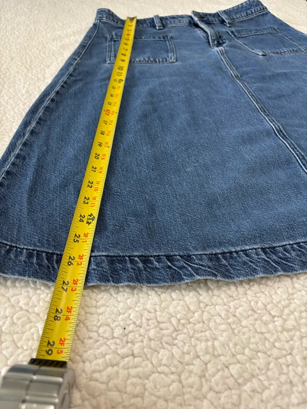 Vintage 90s Liz Claiborne Patch Pocket Denim A-Line Midi Skirt size 10 #denim #midi - Image 5