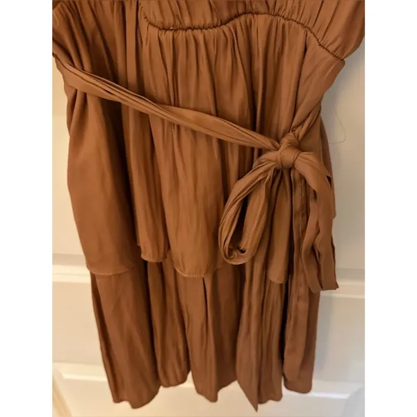 vestique boutique brass short sleeve mini ruffle dress womens sz small - Image 6