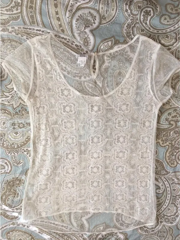 Aerie Pretty Luxuries Lace Shirt Top Blouse Size XS Extra Small - Image 7