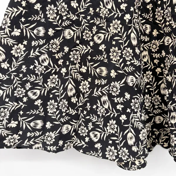 Ralph Lauren Womens Black Floral Rayon Cottagecore A-Line Wrap Midi Skirt 12 - Image 3
