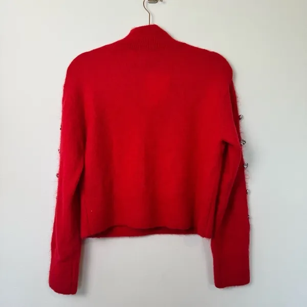 NWT & Other Stories Red Mohair Wool Rhinestone Cropped Sweater XS - Image 10